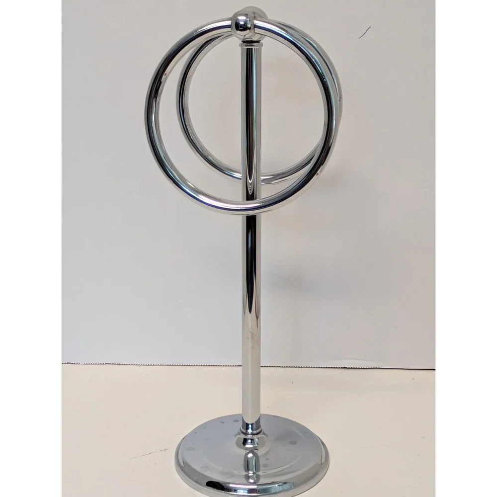 Freestanding Double Ring Hand Towel Holder Polished Chrome 12